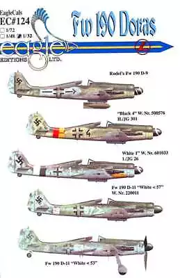 EagleCals Decals 1/32 FOCKE WULF Fw-190D DORA Fighter Hans Ulrich Rudel • $16.99