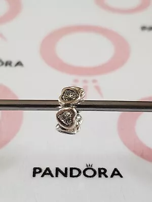 Genuine Pandora Silver Sparkly Clear ❤In My Heart ❤ Spacer Charm 925 ALE • £10