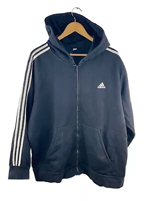 $24.47 • Buy VINTAGE Adidas Hooded Full Zip Jacket Mens Size XL Black Long Sleeve Pocket Logo