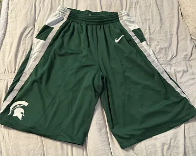 Authentic Nike Michigan State Basketball Shorts - Men’s L - Green - Mid 2000’s • $42