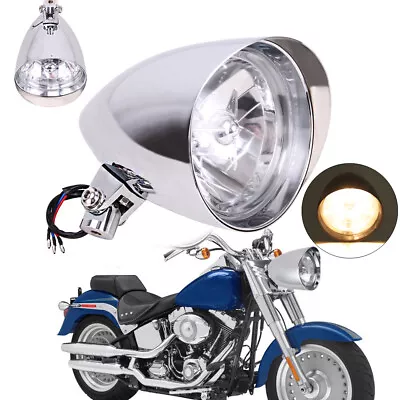 Custom Motorcycle Chrome Visor Bullet Headlight Lamp For Harley Bobber Chopper • $74.21