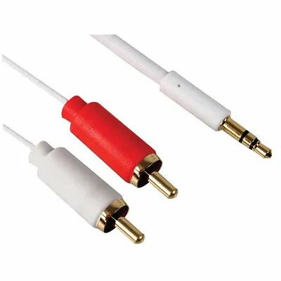 £4.85 • Buy White SLIM 10m 3.5 Mm AUX Jack To TWIN 2 RCA RED WHITE Phono Plugs Audio Cable