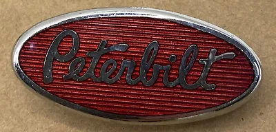 Vintage NOS Peterbilt Truck Red Enameled Emblem Logo Oval Small 1 3/4  Metal • $20