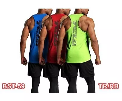 TSLA Men's Dry Fit Y-Back Muscle Workout Tank Tops Athletic Training Gym Tank L • $26.38