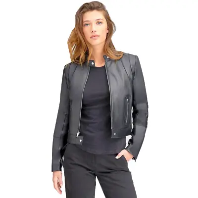 ANDREW MARC Women's Moto Leather Jacket • $196.90