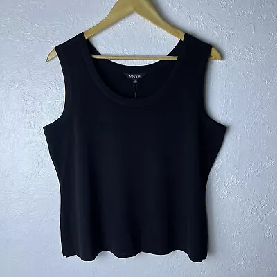 Misook Sleeveless Top Women’s Petite XL  Scoop Neck Side Slit Tank Top Black • $40