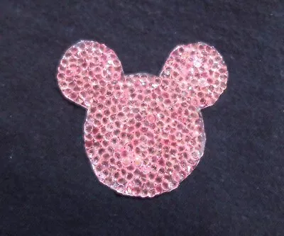 Disney Mickey Mouse Head Crystal Pink Applique Iron On Hot Fix Patch • $5.99