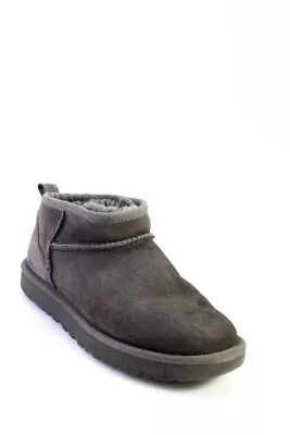 Ugg Womens Fur Lined Round Toe Slip-On Platform Ankle Boots Gray Size 5 • $42.69