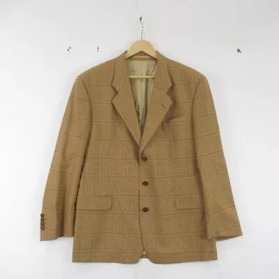 Yves Saint Laurent Blazer Jacket Mens 52R Brown Mix Check Designer Pure New Wool • £44.50