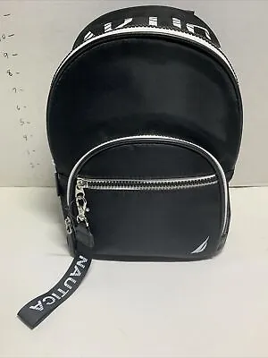 Nautica Women's Backpack High Seas Nylon Black White Lettering Bag NEW W/tags • $59.60