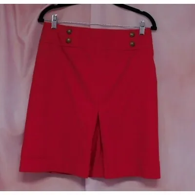 Talbots Womens Red Cotton A-Line Sailor Button Skirt Sz 4 Nautical Pleat Modest • £16.87