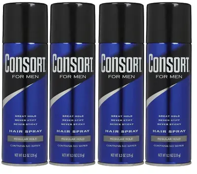 Consort Aerosol Hair Spray For Men Regular Hold 8.3 Oz (4 Pack) • $44.99