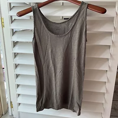 Majestic Paris Green Linen Elastase Scoop Neck Tank Top Size 2 • $29.99