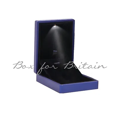 Led Pendant Box Luxury Soft Touch Blue Pendant Necklace Box With LED Light. • £7.99