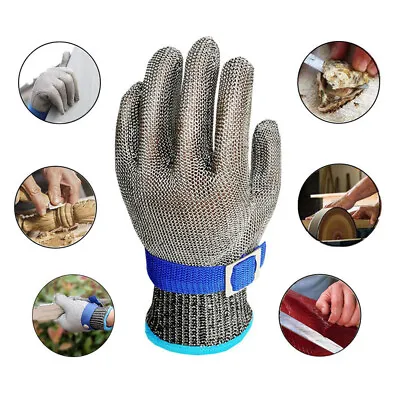 Cut Proof Glove Stainless Steel Metal Mesh Stab Resistant Butcher.Safety Gloves • £8.99