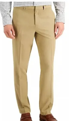 PERRY ELLIS Mens MODERN FIT Dress Pants BEIGE TAN FLAT FRONT STRETCH 34 32 $95 • $19.99