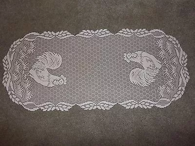 Lace Table Runner White  Rooster  Design 34 X 14  • $9.50