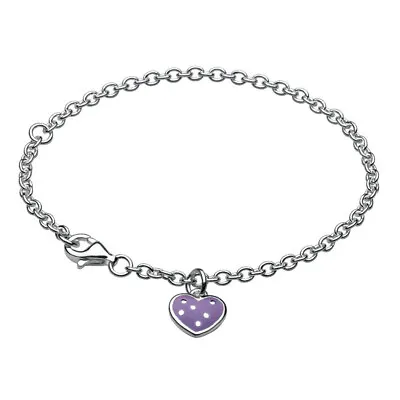 New Kit Heath Kids Silver & Lilac Enamel Polka Dot Heart Bracelet • £30