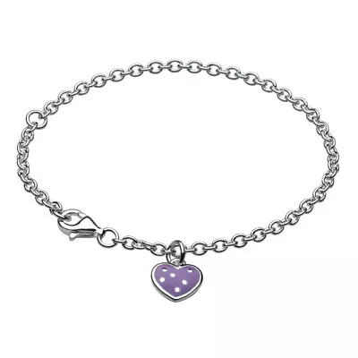 New Kit Heath Kids Silver & Lilac Enamel Polka Dot Heart Bracelet • £30