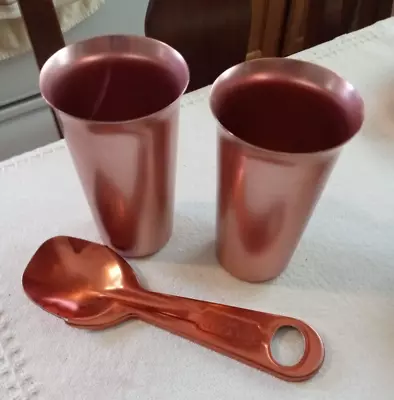 Vtg  Color Craft  Copper Aluminum Tumblers 12 Oz Drinking Glasses + 1 Scoop • $18