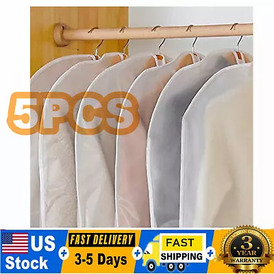 5Pcs Garment Anti-dust Bag Zipper Coat Travel Suit Dress Storage Clear Cover • $7.60