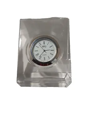 Mikasa Elite Solitaire Square Lead Crystal Desk Clock #T8145/868 • $18.59