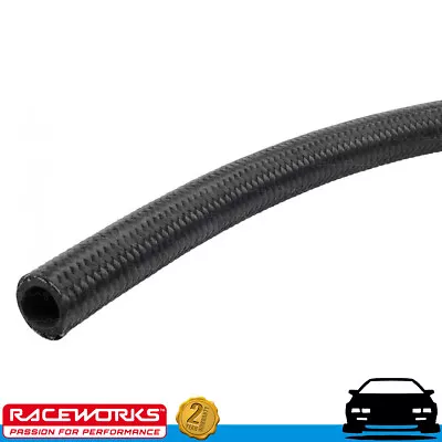 RACEWORKS Black Nylon Cutter E85 Hose AN6 6AN 5 Metres Fuel Oil E85 Diesel • $145.02