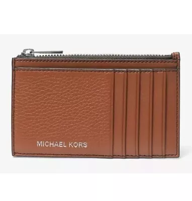 NWT Michael Kors Cooper Slim Pebbled Leather Zip Wallet - Luggage • $59.99