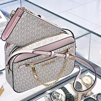 Michael Kors Jet Set Item Chain Crossbody Bag + Wallet Set Vanilla Powder Blush • $159.95