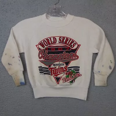 Vintage 1987 Minnesota Twins Sweatshirt Kids S 6/8 World Series Champions  White • $6