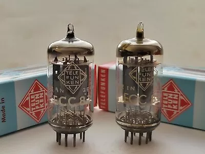 Telefunken ECC82 Matched Pair - 17mm Smooth Plates ◇ Bottom - Berlin 1961/62 • $319