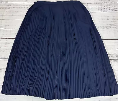 J. Crew Womens Pleated A-Line Midi Skirt Size 6 Blue Lined Polyester • $29.74