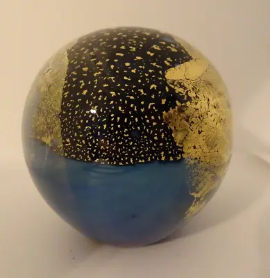 1987 Signed Randy Strong Studio Art Glass Gold Leaf Sommerso Paperweight • $71.55