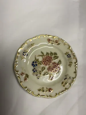 Vintage ⭐️ Miniature Porcelain Plate ZSOLNAY Hungary Hand Painted Flowers Roses • $25