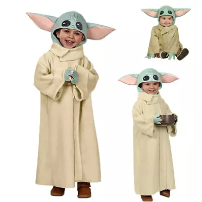 Children Baby Yoda Costume Mandalorian Star Wars Cosplay Robe Fancy Dress Party • £4.79