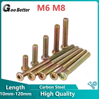 M6 M8 Furniture Joint Connector Bolts Allen Socket Head Coloured Zinc Fixing Bed • £58.48