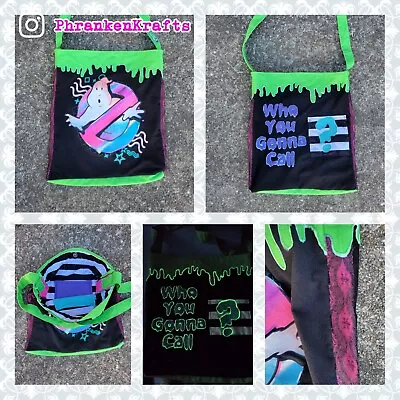 GHOSTBUSTERS Who You Gonna Call? Slime Neon Glow-in-the-Dark Handmade Tote Bag • $84.99