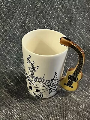 Guitar Handle Musical Mug Music Notes Coffee Mug Cup 8 Ounce Never Used!! • $11.69