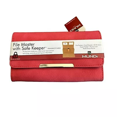 Mundi Wallet Pink Womens File Master With Safe Keeper RFID Blocking Vegan • $19.95