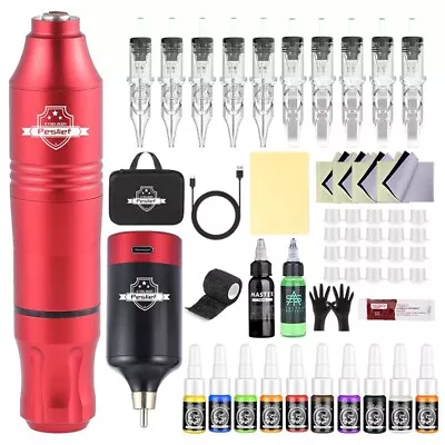 Red Gun Complete Tattoo Pen Machine Kit For Beginners With 10 Cartridge Needles • $42.99