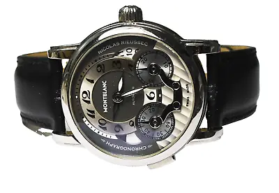 Men's Montblanc Chronograph Nicolas Rieussec 7138 43mm Stainless Wristwatch GMT • $5000