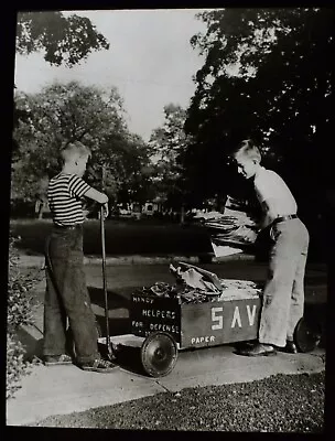 £30 • Buy Magic Lantern Slide BOYS COLLECTING PAPERS 1942 PHOTO USA SOUTHINGTON CONN