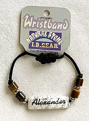 ID Wristband/Bracelet - Natural Stone - Sandblasted Name - Alexander - Brand New • £2.99