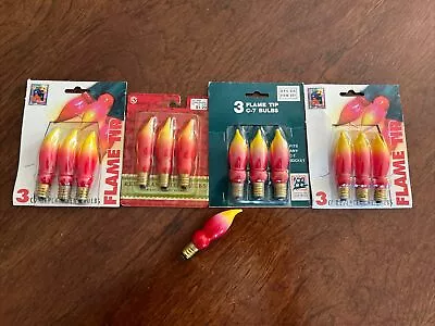 13 X Vintage Christmas Flame Tip Bulbs Lights Orange Red Yellow Replacements C7 • $19.99