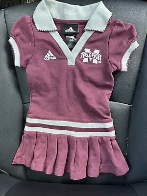 Mississippi State Adidas Polo Toddler Girl Maroon Grey Dress 18m • $22