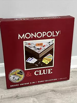 Monopoly & Clue Deluxe Vintage 2 In 1 Wood Game Collection Set New In Open Box • $39.99