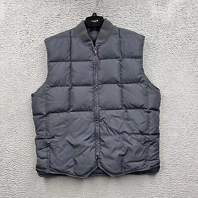 Eddie Bauer Puffer Vest Mens 42 Gray Quilted Down Filled Outdoors Hiking Camping • $19.99