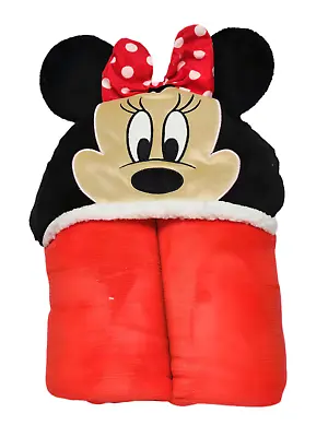 Minnie Mouse Wearable Hooded Throw Soft Plush Fleece Hoodie Blanket Poncho Gift • £24.65