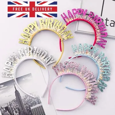 Happy Birthday Headband Hairband Hair Hoop Girl Letter Colourful Crown Party UK • £3.89