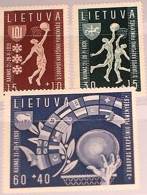 LITHUANIA LITHUA 1939 429-31 B52-54 3rd European Basketball CS EM Kaunas MNH • £11.76